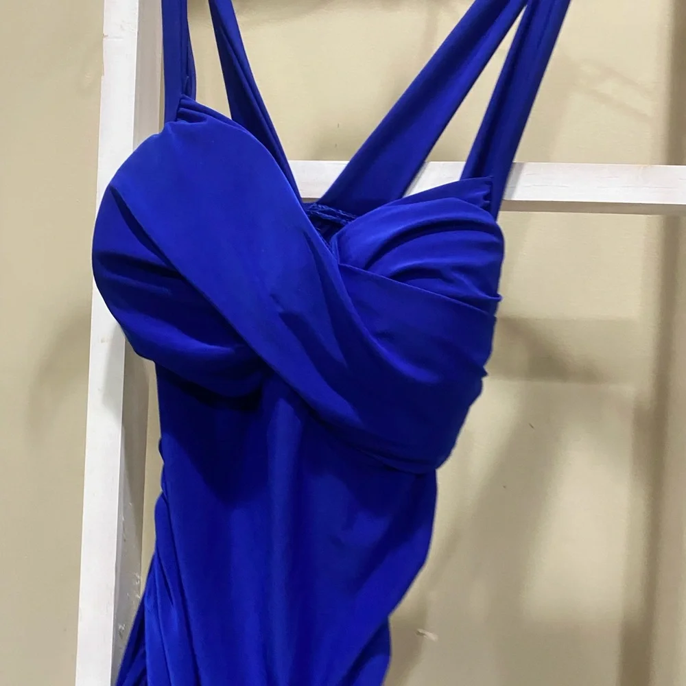 Sabora Royal Blue Ruched Bodycon Dress Small Made In USA Cocktail Formal - Picture 3 of 7